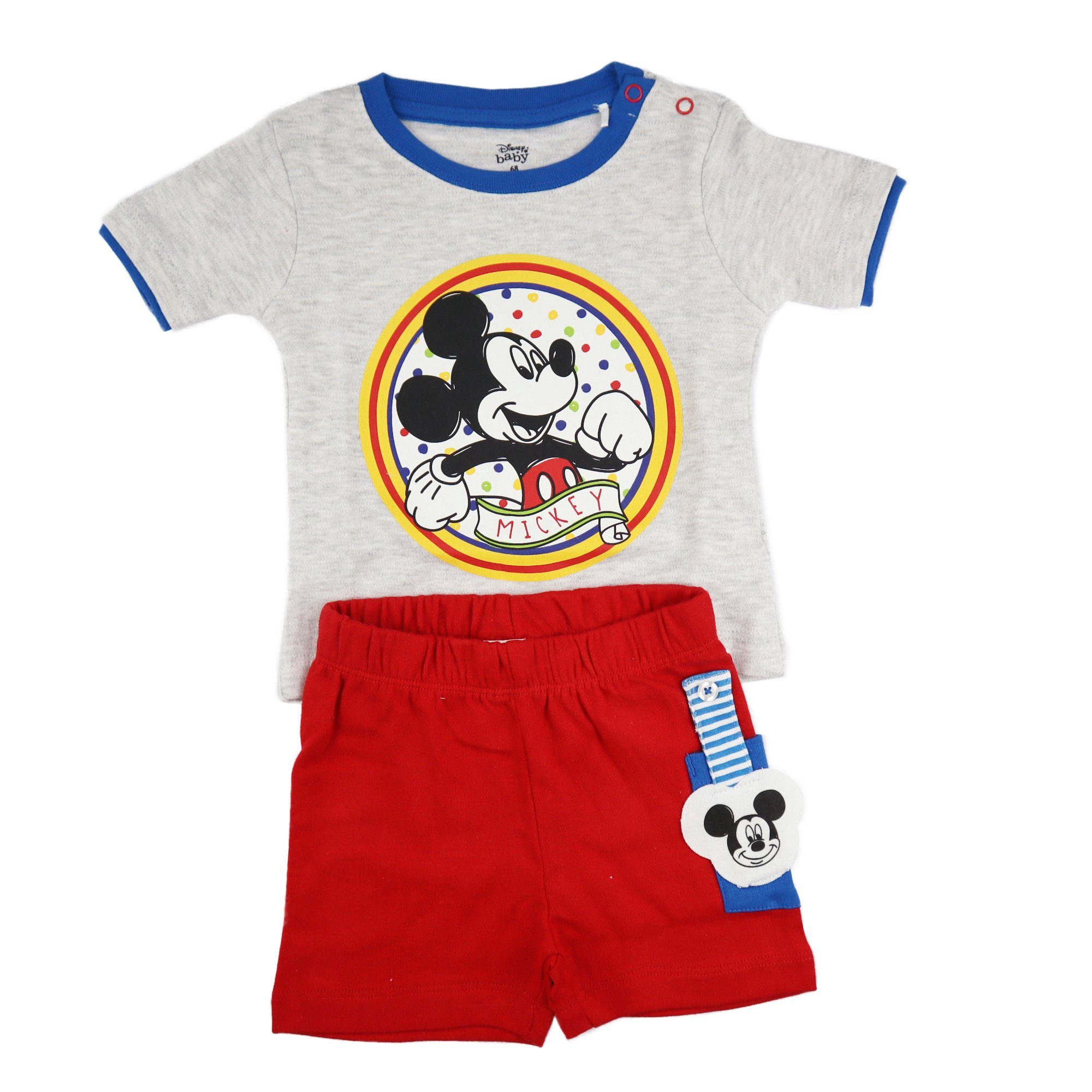 Disney Mickey Mouse T-Shirt Baby Sommer Set kurzarm Shirt und Shorts Gr. 68 bis 92 Grau