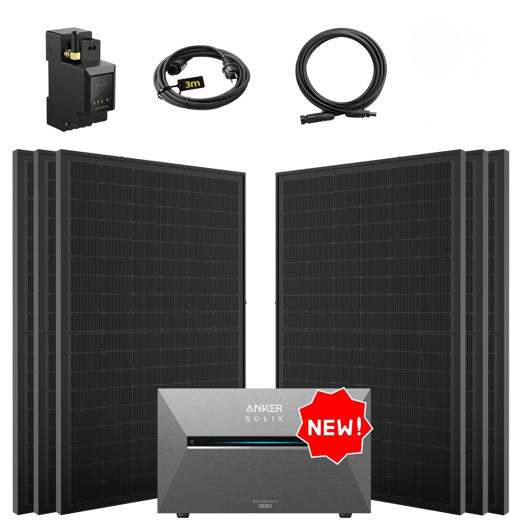 SolarMars Solaranlage 3000W Balkonkraftwerk mit Speicher Anker Solix Solarbank 3 E2700 Pro, (mit optionaler BP2700 Erweiterungsakku), mit intelligenter KI zur dynamischen Überwachung des Stromverbrauchs