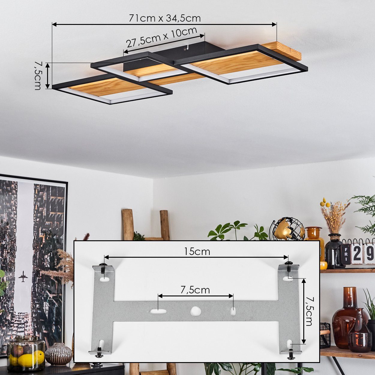 aus moderne »Palermo« hofstein Deckenleuchte Deckenlampe Metall/Holz