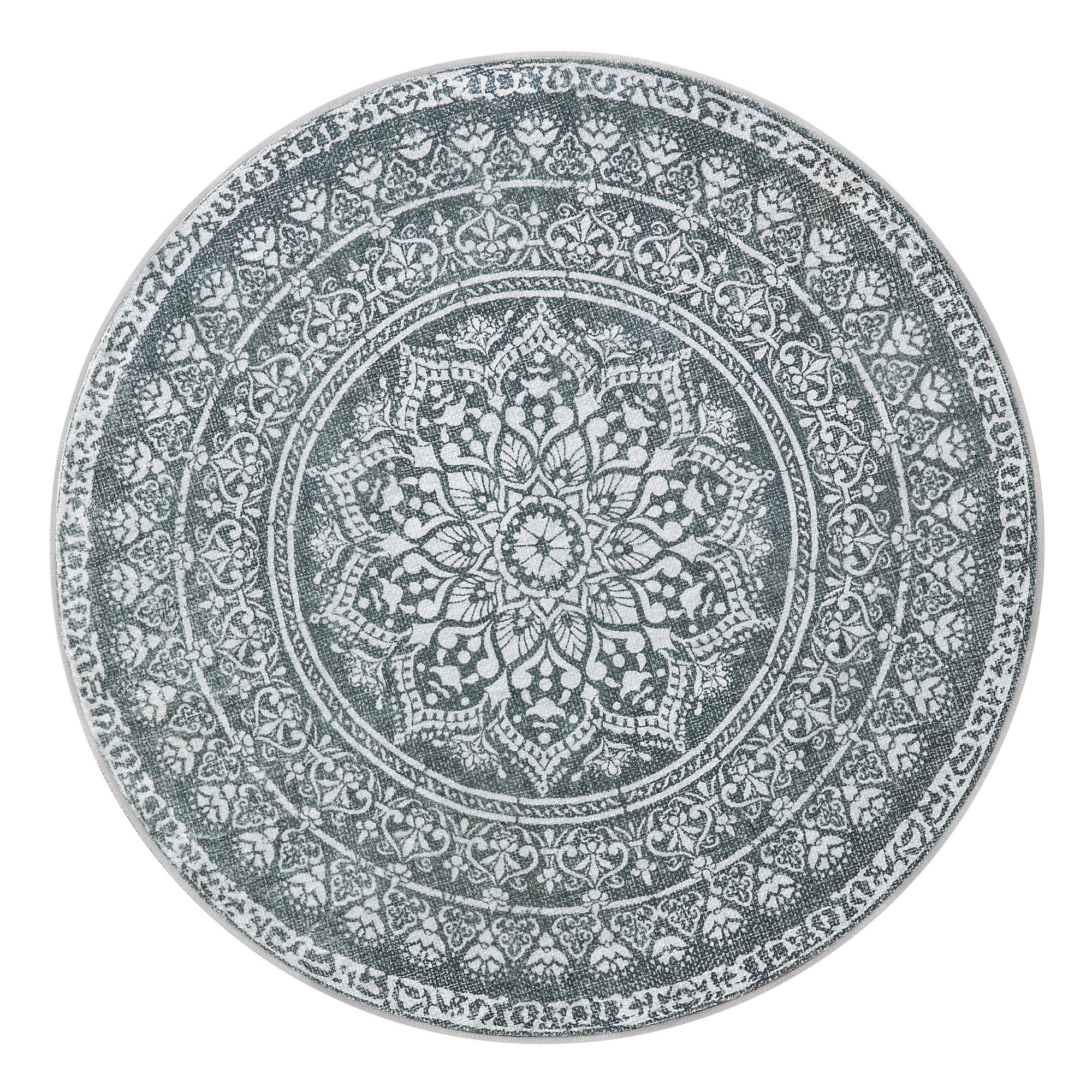 SONGMICS HOME Teppich rund, Wohnzimmerteppich, rutschfester, für Wohnzimmer, Schlafzimmer, 160 cm d, flauschig, Dekoration, maschinenwaschbar, Boho-Stil