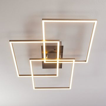 hofstein Deckenleuchte »Pozza« moderne rechteckige Deckenlampe aus Metall in Aluminium, 3000 Kelvin, 39 Watt, 2500 Lumen, stufenlos dimmbar über Fernbedienung