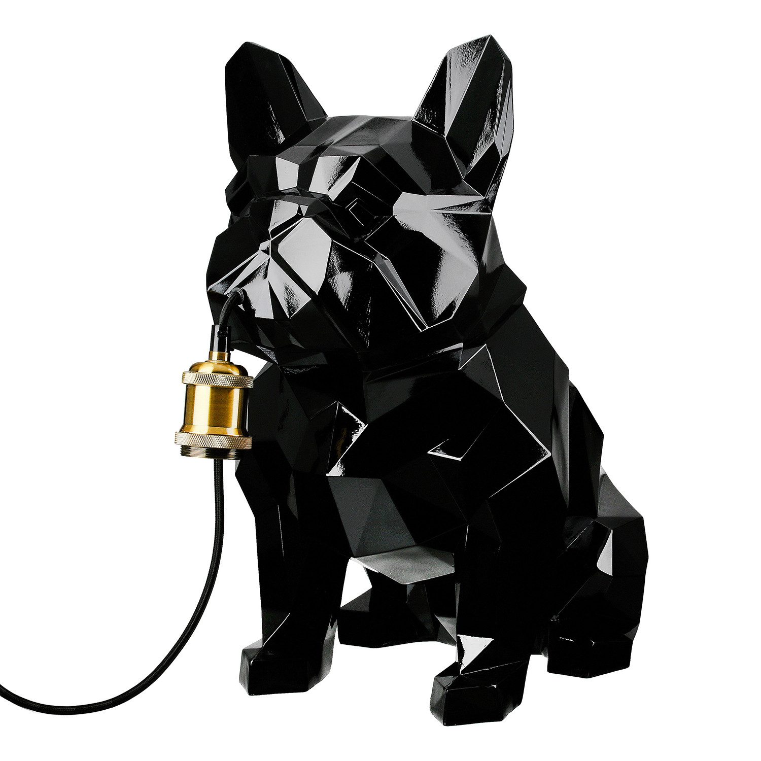 GILDE Tischleuchte GEO Tischleuchte - schwarz - Poly - Höhe 46cm x Breite 26cm - Hundform, Tischlampe - Schreibtischlampe - Nachttischlampe