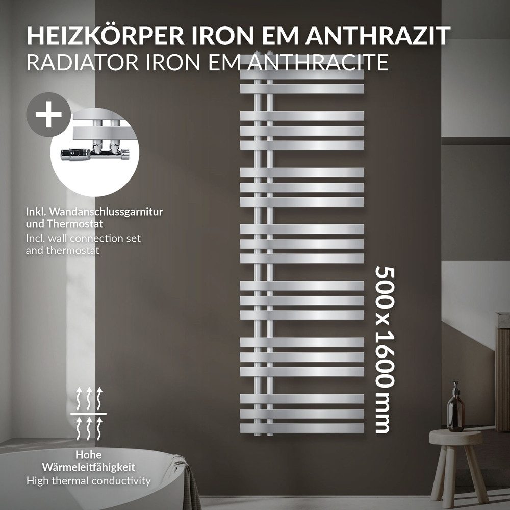 LuxeBath Badheizkörper Designheizkörper Iron EM 500x1600mm günstig online kaufen