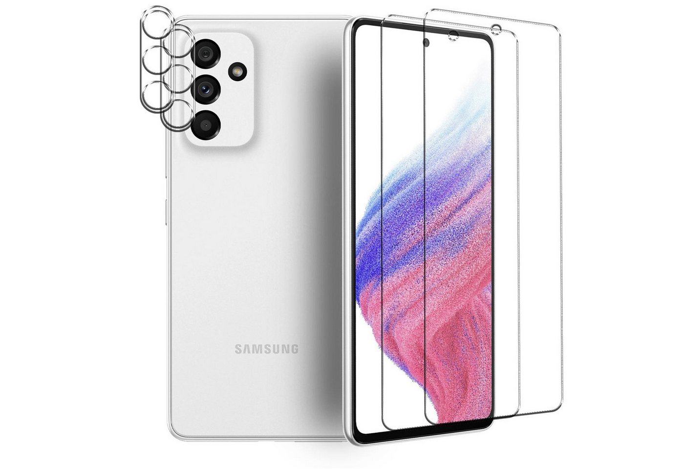 CoolGadget Schutzfolie Panzerfolie für Samsung Galaxy A25 5G, (Spar-Set 4in1, 2x Displayschutz, 2x Kameraschutz), Panzerglas Schutzfolie für Samsung Galaxy A25 5G