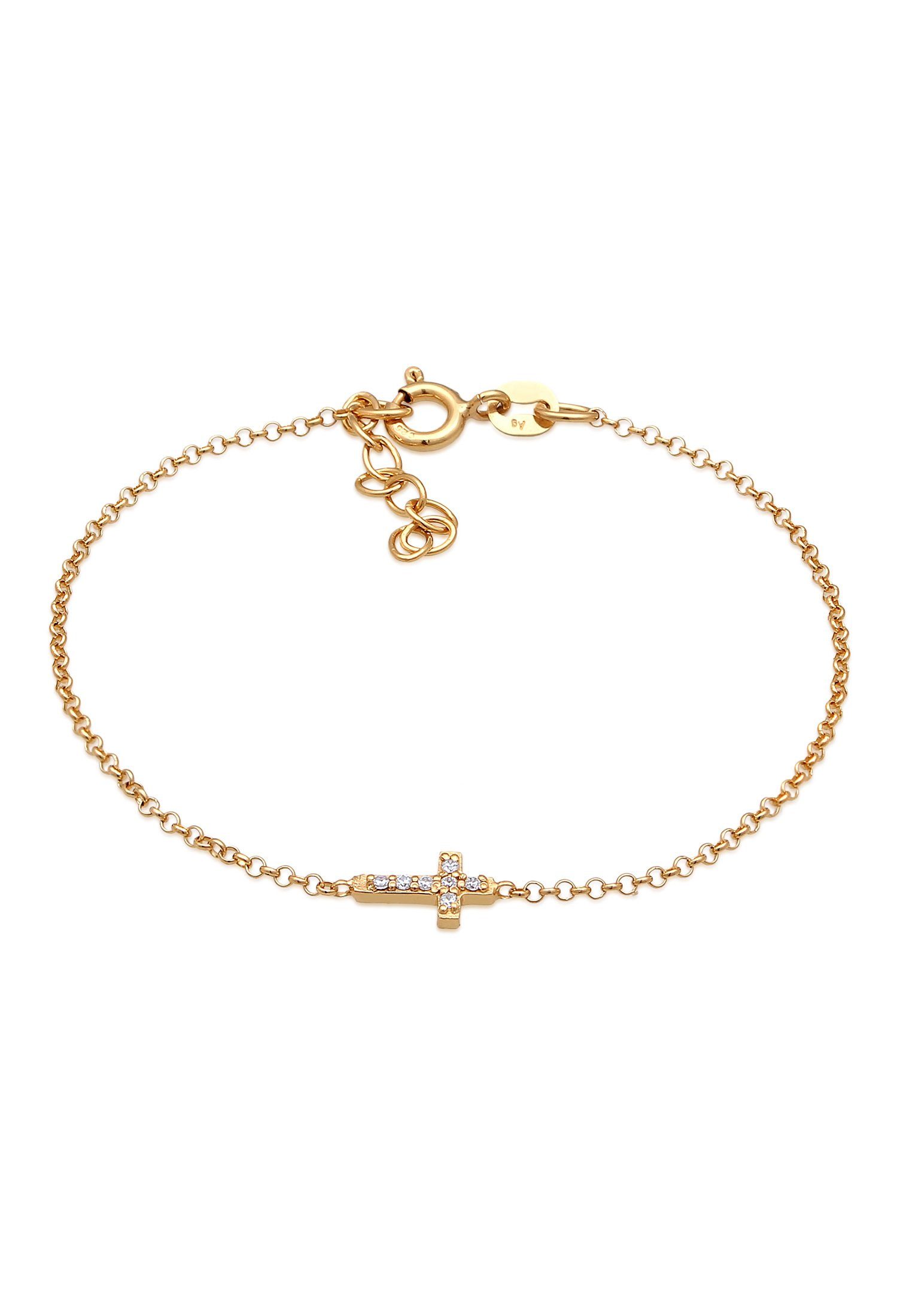 925 Gold Elli Silber, Zirkonia Kreuz Kreuz Mädchen Symbol Armband