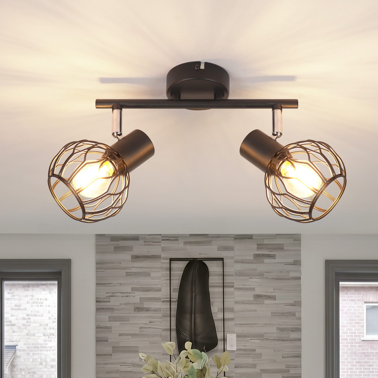 ZMH Deckenstrahler 2 Flammig Deckenlampe E14 Metall 350° Schwenkbar Wohnzimmer, ohne Leuchtmittel