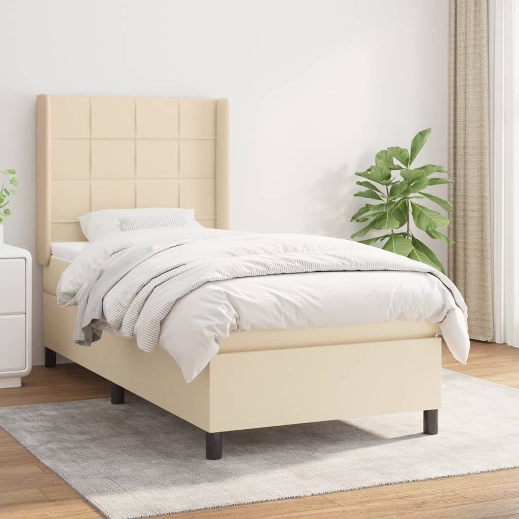vidaXL Bett Boxspringbett mit Matratze Creme 100x200 cm Stoff