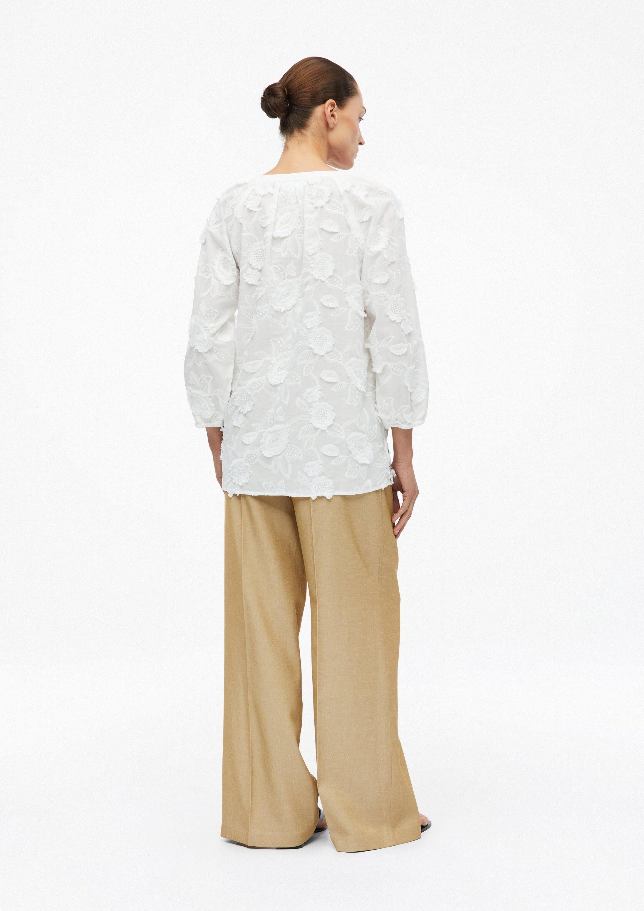 comma Langarmbluse Bluse Tunika-Bluse mit floraler All-over-Stickerei
