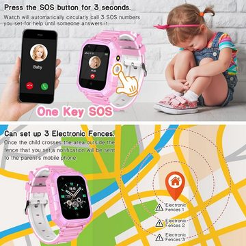 EURHOWING Kinder mit GPS und Telefonfunktion Smartwatch (1,4 Zoll, 4G), IP67 Wasserdicht mit WLAN Videoanruf Kamera Musik-Video-Player