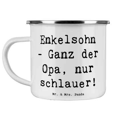 Mr. & Mrs. Panda Becher Schlauer Enkelsohn - Weiß - Geschenk, Outdoor Tasse, Edelstahl Trinkb, Emaille, Kratzfeste Emaille