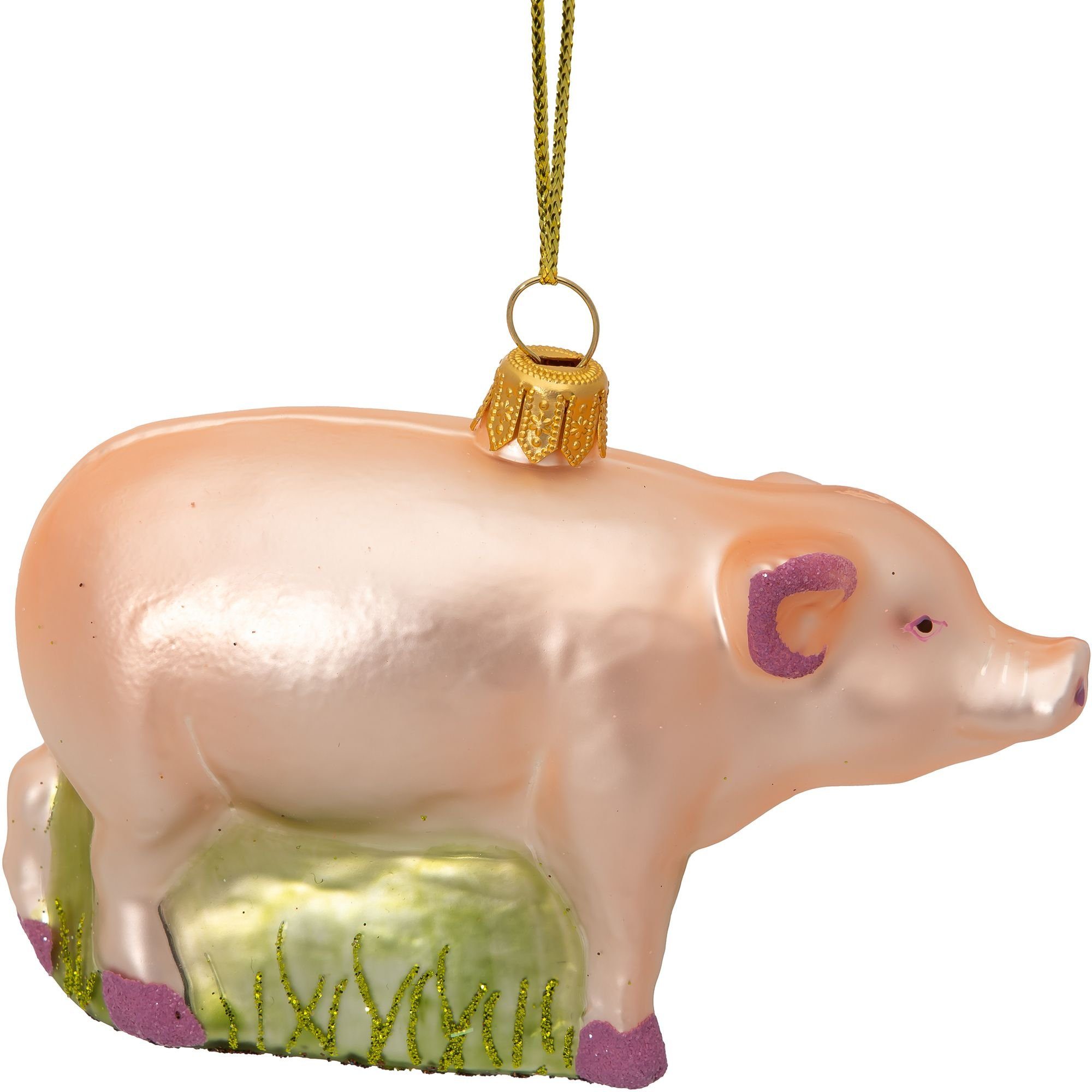 Christbaumschmuck BS740 Schwein Glas Figur Weihnachtsbaum Anhänger - Premium Line