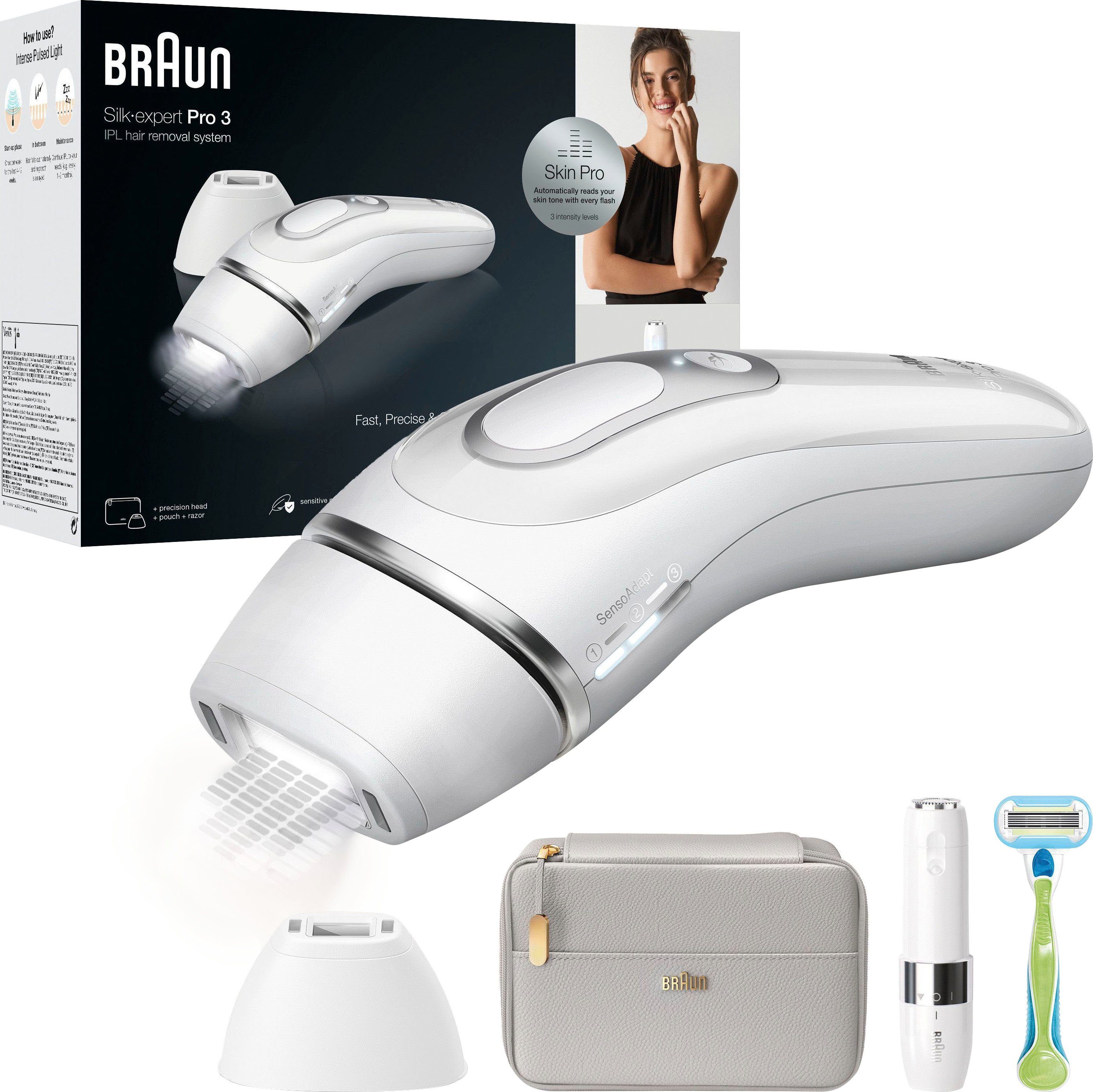 Braun IPL-Haarentferner Silk-Expert Pro 3 Lichtimpulse 300.000 300.000 PL3139, Pro-Technologie, Skin Lichtimpulse