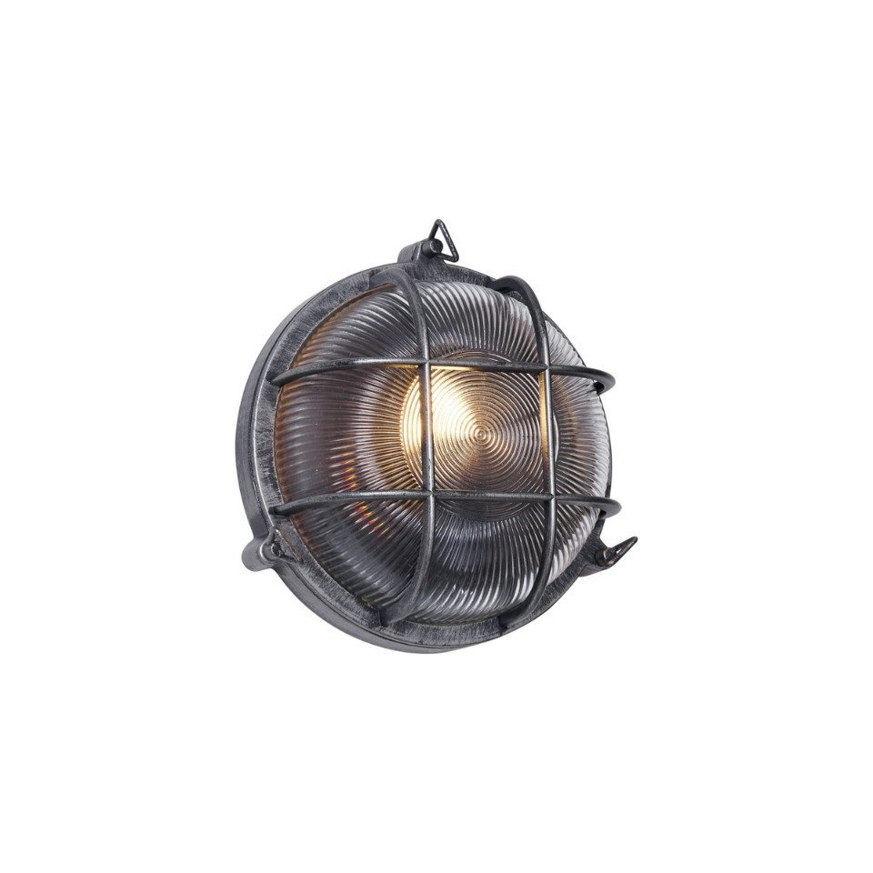 Qazqa Außen-Wandleuchte Nautica, ohne Leuchtmittel, Warmweiß, QAZQA Außen Wand­leuchte, e27, Silber, Aluminium, Industrie