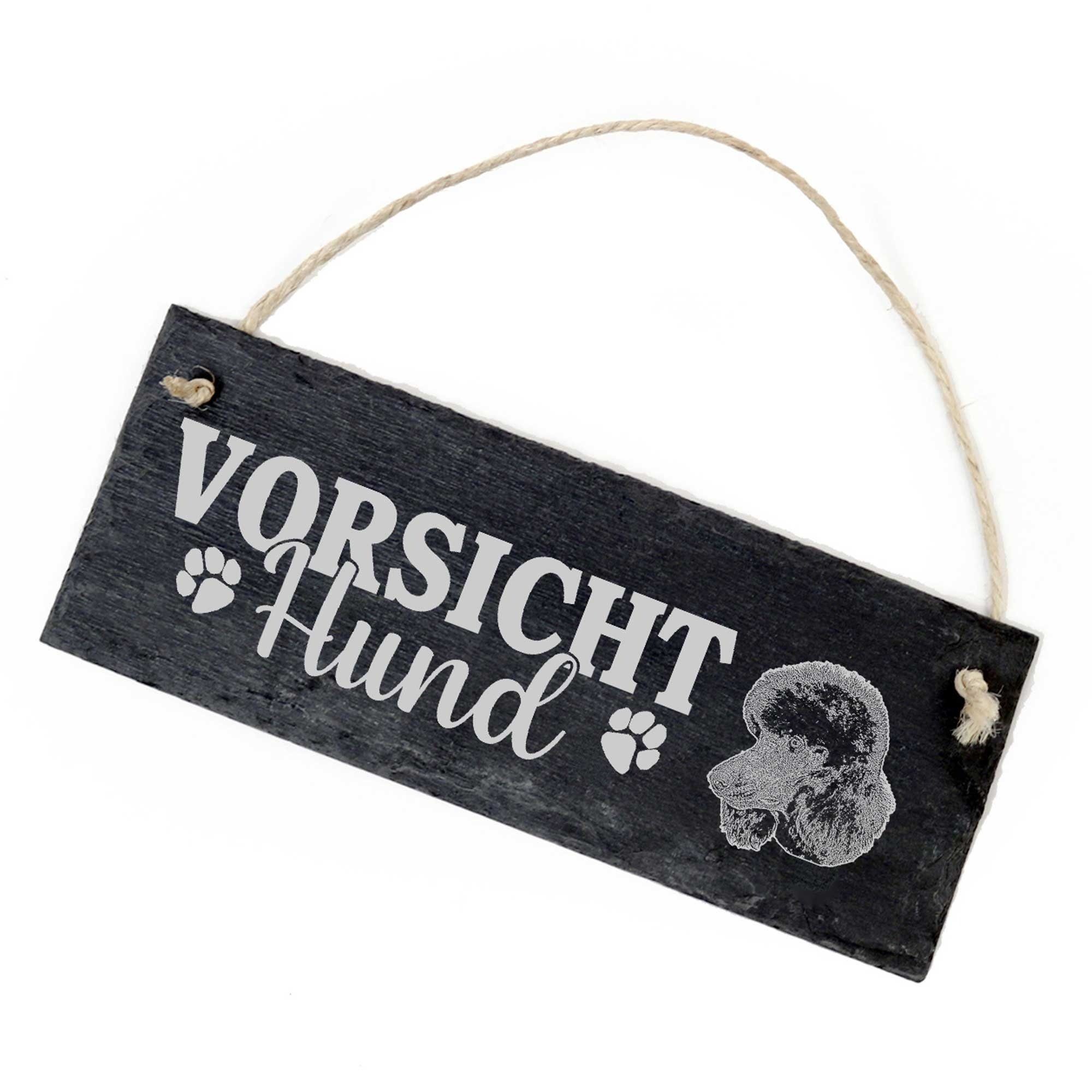 Dekolando Hängedekoration Vorsicht Hund Pudel Schild 22x8cm