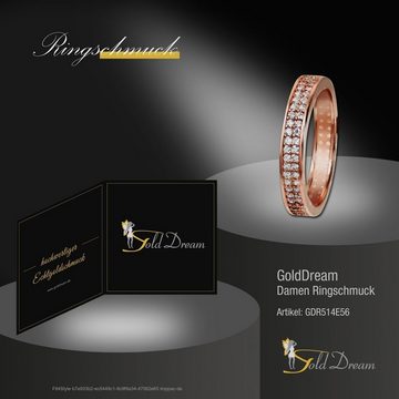 GoldDream Goldring GoldDream Damenring rosegold Zirkonia (Fingerring), Damen Ring 2-reihig Zirkonia aus 333 Rosegold - 8 Karat, Farbe: rose