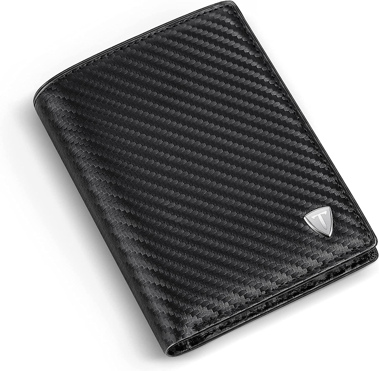 Zero Ganz (Carbonfaser Wallet Muster), TEEHON aus Geldbörse echtem Geldbörse Leder schwarzes RFID-Lederportemonnaie Herren