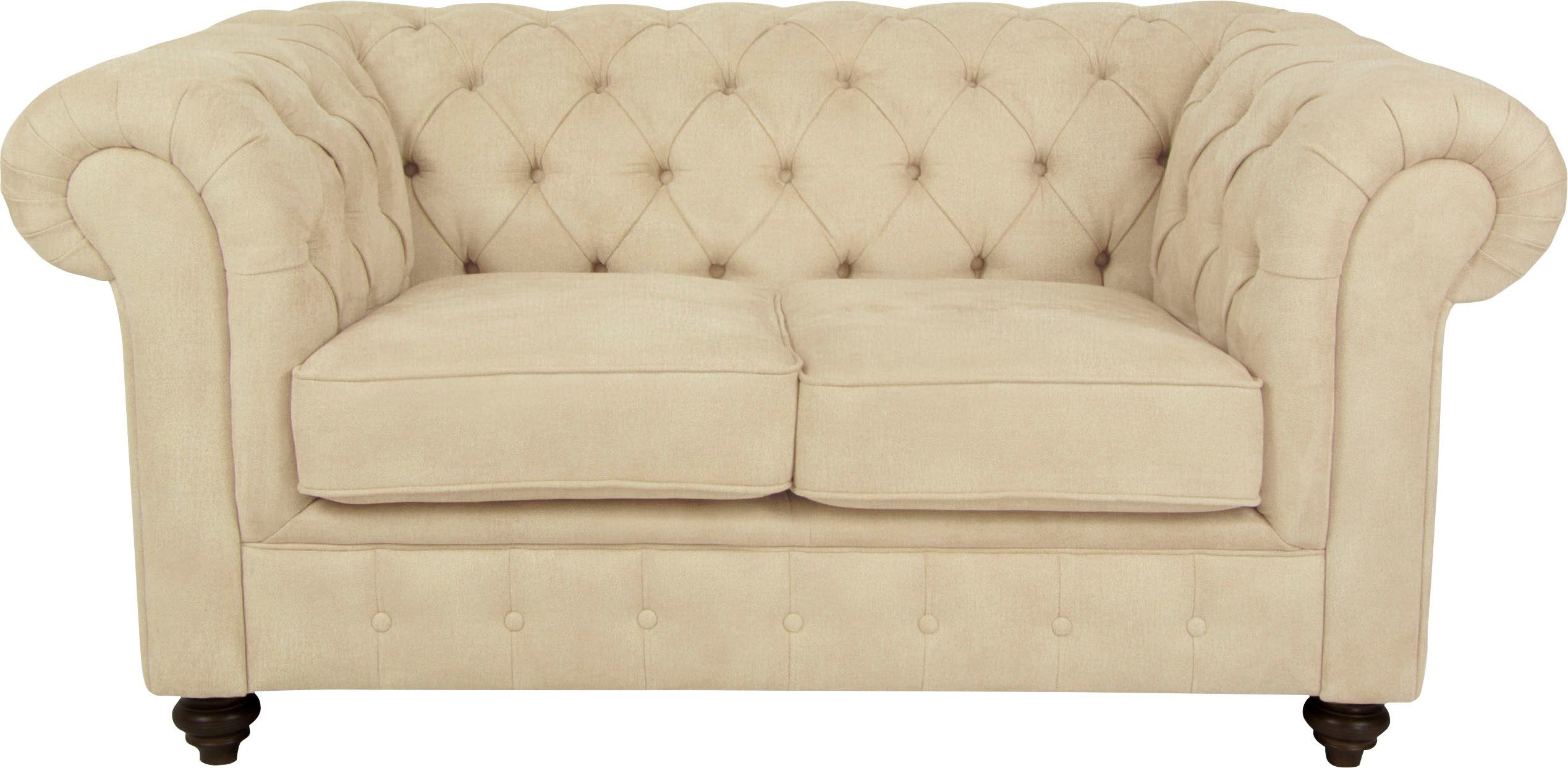 Home affaire Chesterfield-Sofa Duc 2-Sitzer, hochwertige Knopfheftung im Rücken, Samtoptik mit changierender Optik