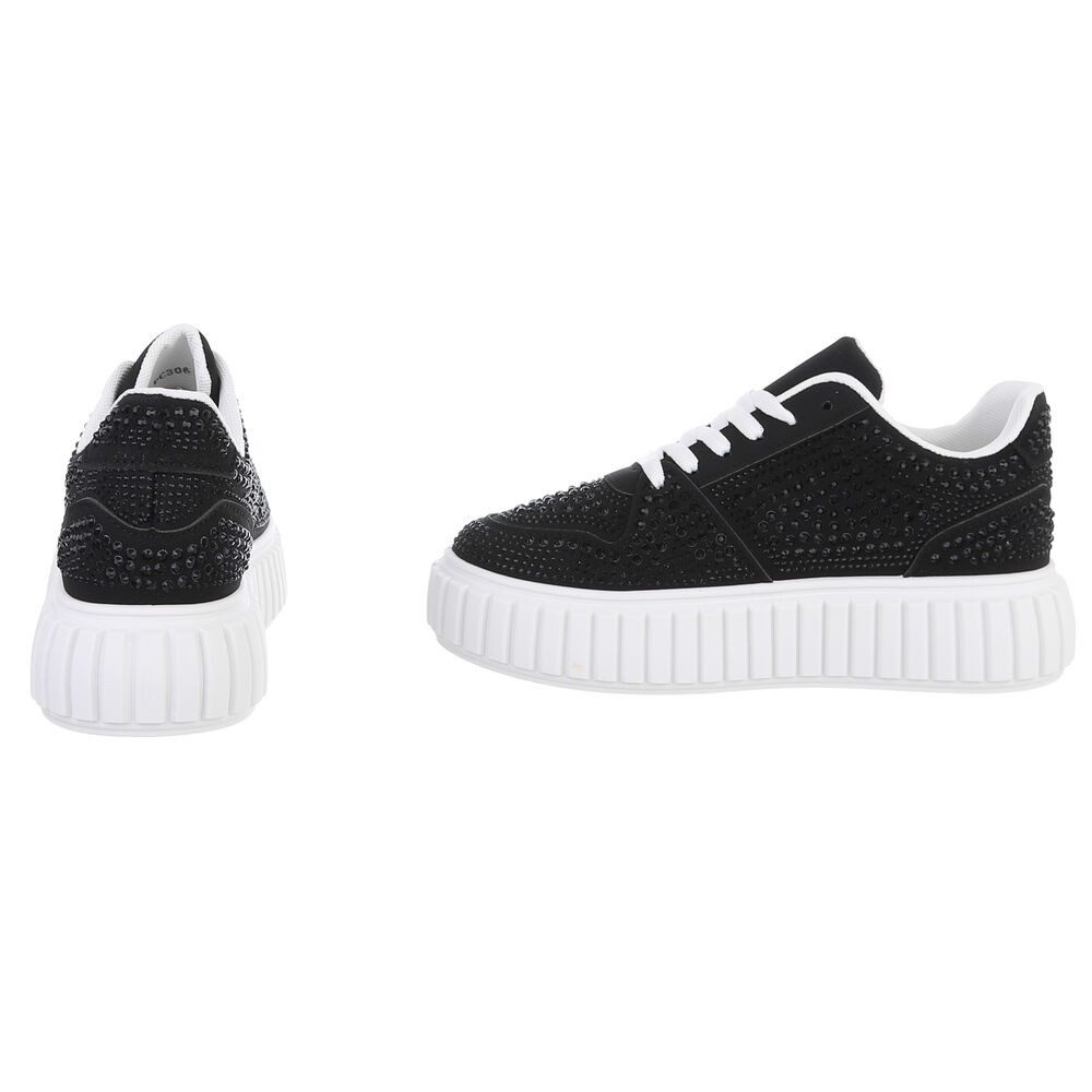 Ital-Design Modischer Sneaker mit Glitzerdetails für Damen Sneaker (91116910) Flach Sneakers Low in Schwarz – Bild 5 von 5