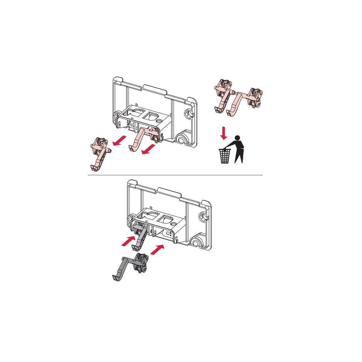 TECE Badarmatur Betätigungsbock komplett 9820016 für profi UP-Spülkasten