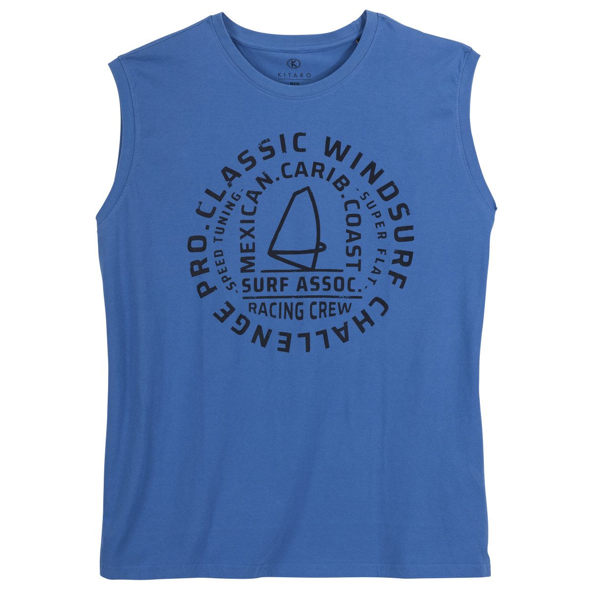Kitaro Muscleshirt Kitaro Tanktop Übergröße royalblau Surf-Print