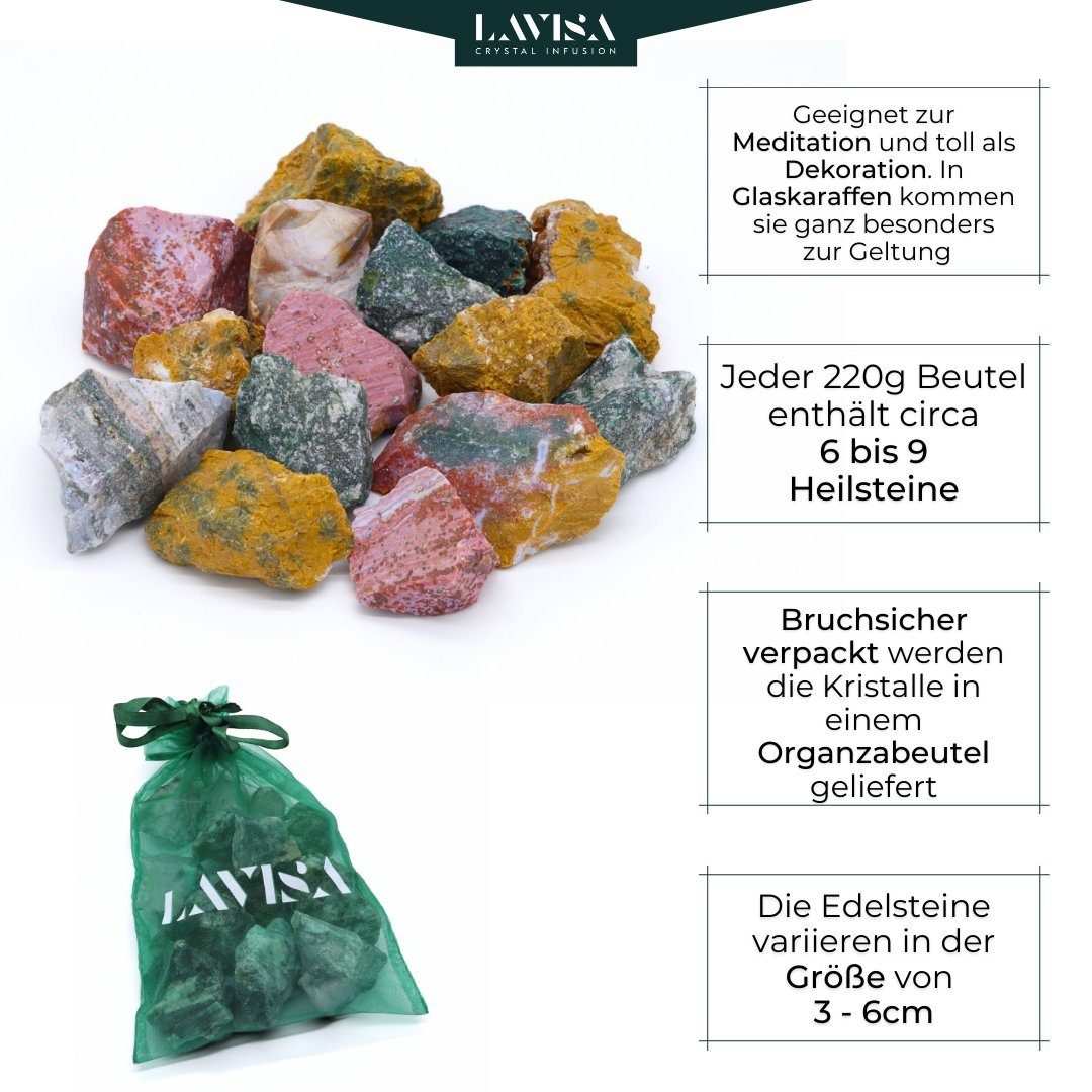 LAVISA Edelstein Edelsteine, Dekosteine, echte Mineralien Kristalle, Jaspis Natursteine Ocean