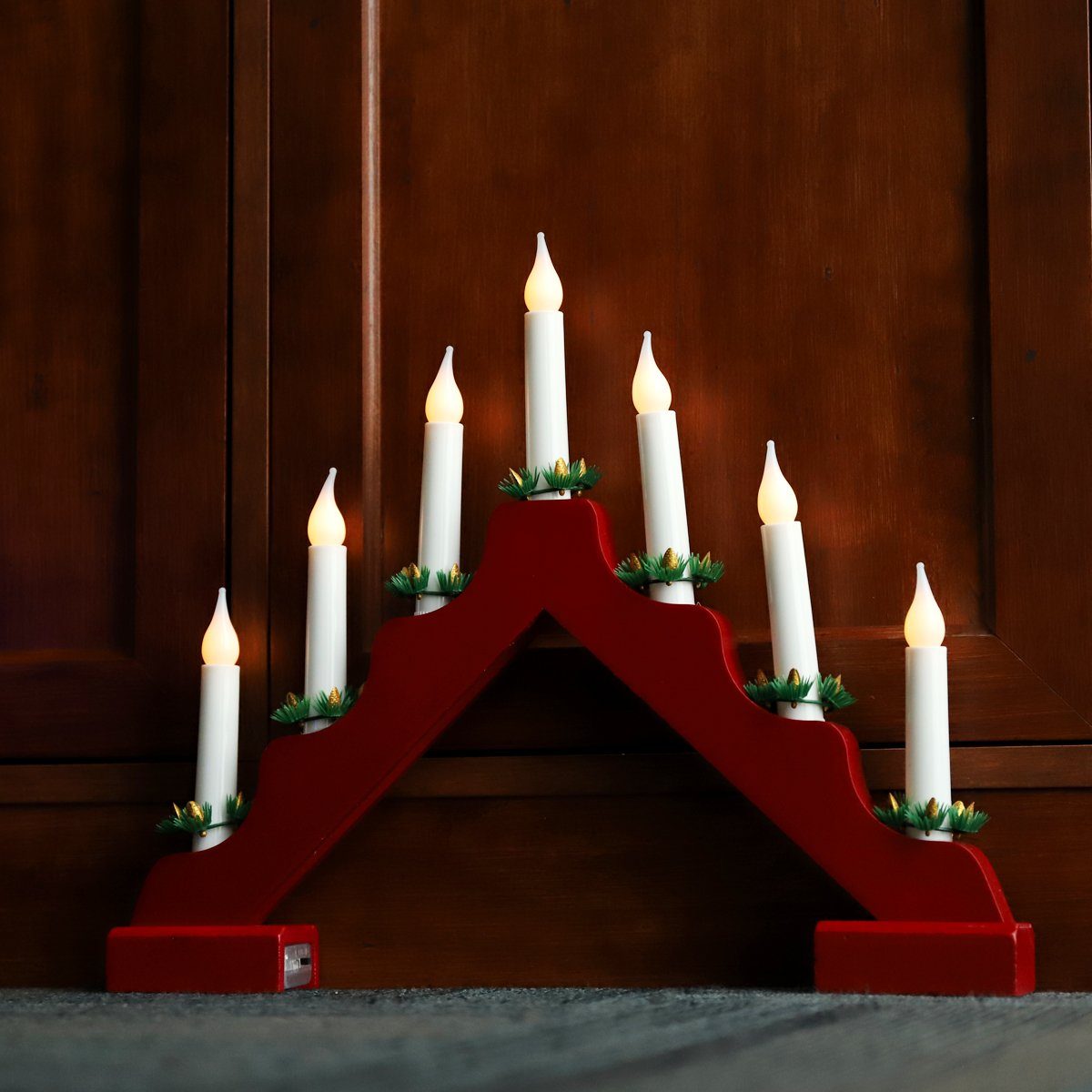 Salcar LED Lichterbogen »Schwibbogen Weihnachten mit 7 Spitzkerzen  Lichterbogen Adventsleuchter«, Rot
