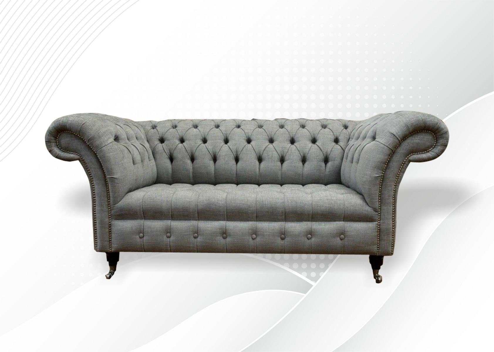 JVmoebel Chesterfield-Sofa, Leder Sofa Couch Zweisitzer Grau Einrichtung Lounge Club Sofa