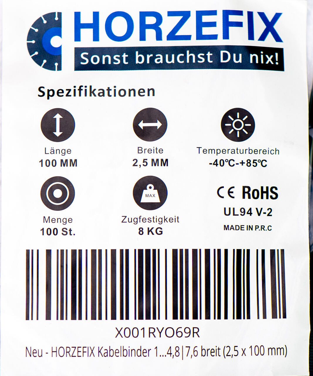 HORZEFIX Kabelbinder set weiß lang uv beständig Universalbinder 2,5, 3,6, 4,8, 7,6 breit (Packung, 500-St., VPE= 5 x 100 Kabelbinder im Polybeutel) Temperaturbe – Bild 5 von 5