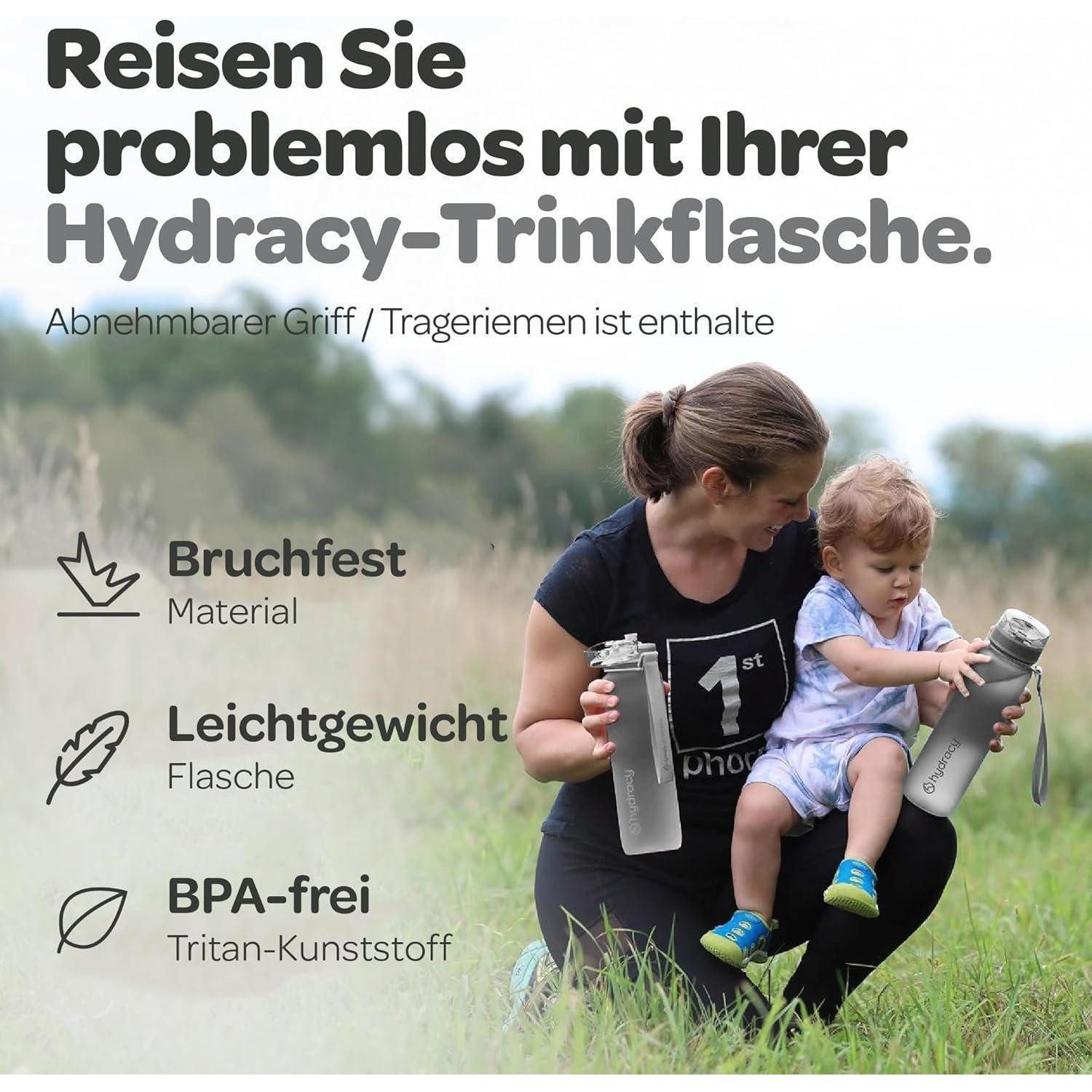 LuxusKollektion Trinkflasche Trinkflasche Fruchteinsatz BPAfrei 500mL Schnelltrink Silbergrau