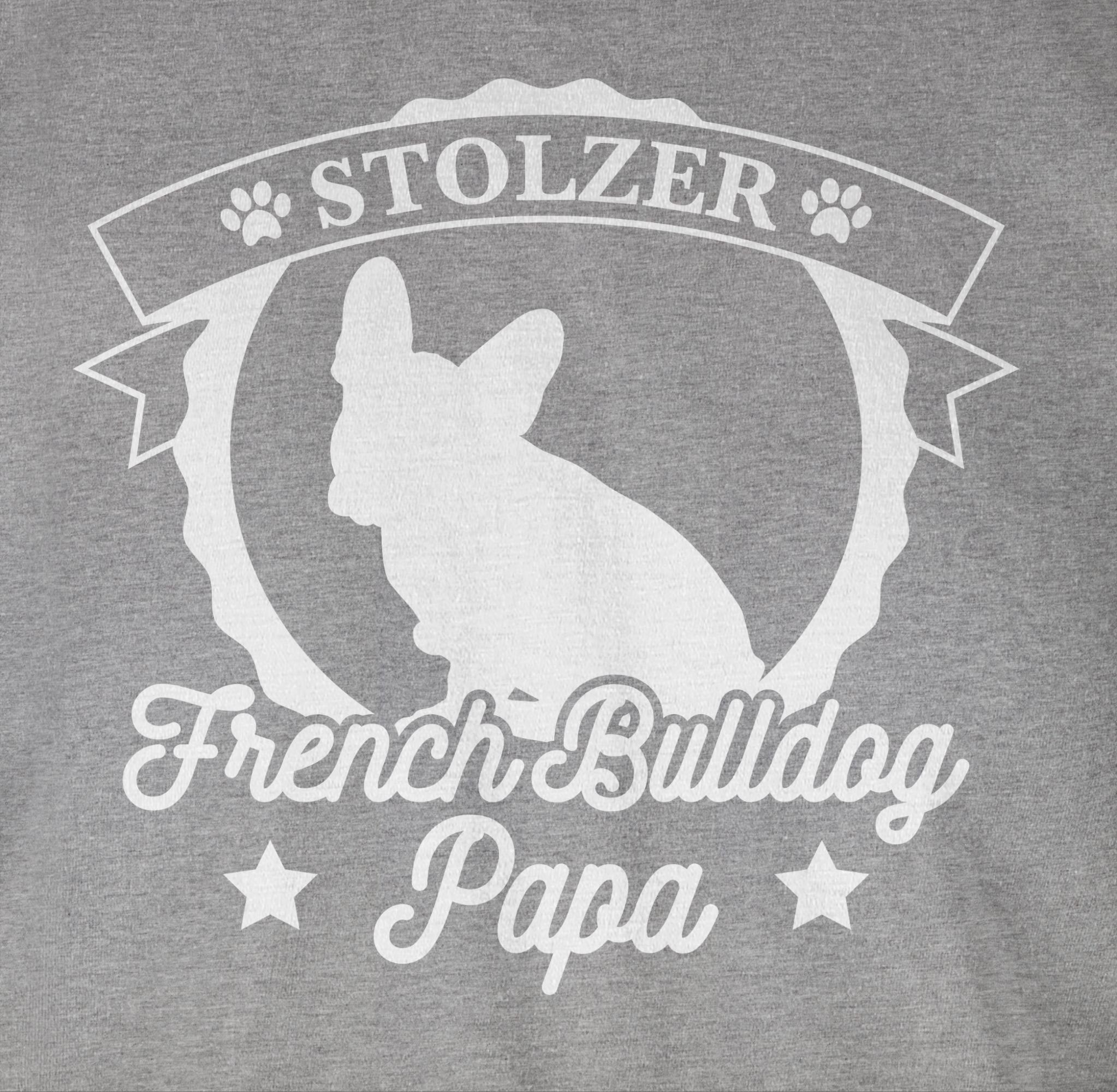 Shirtracer T-Shirt Stolzer French meliert für Papa Geschenk Bulldog 3 Hundebesitzer Grau