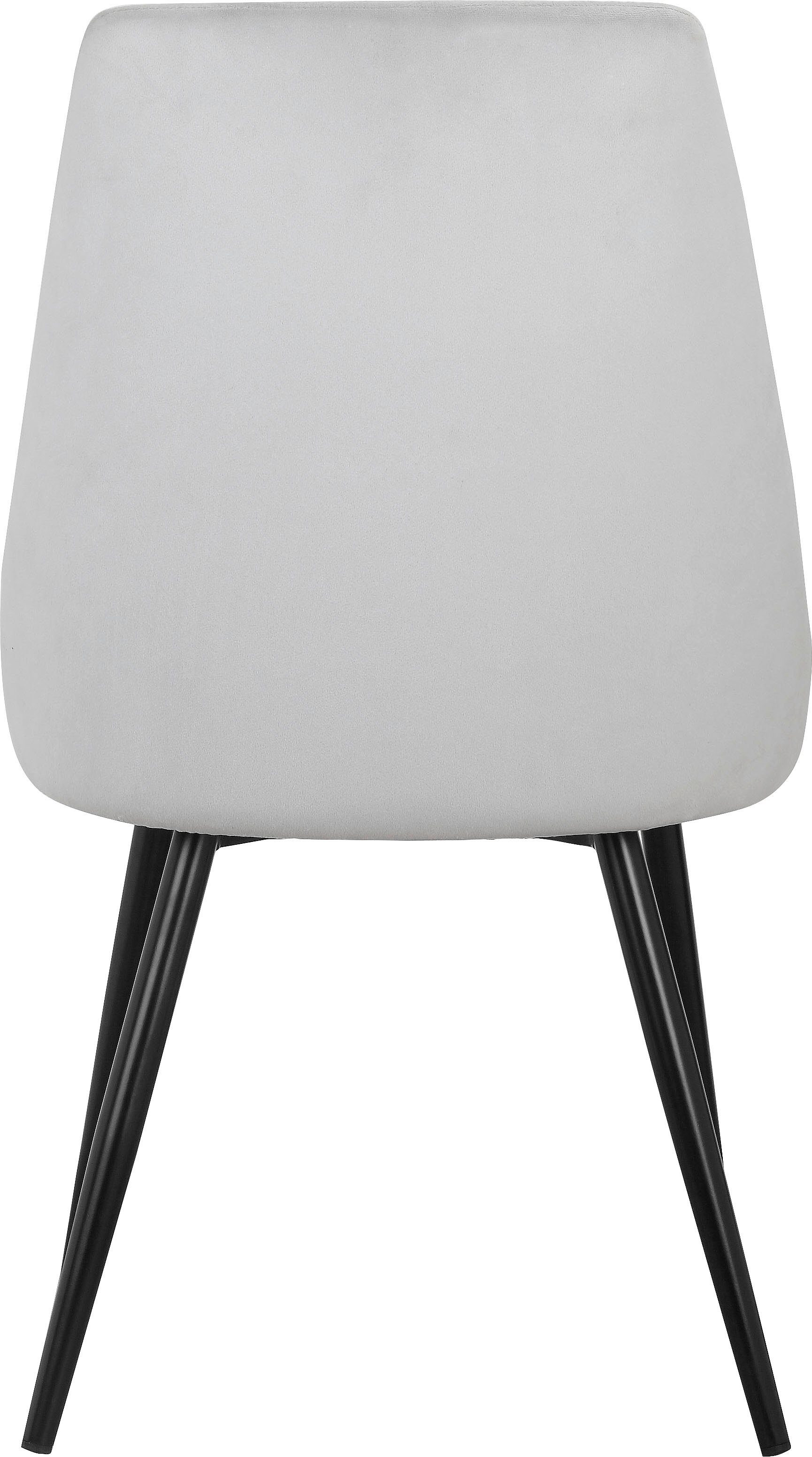 INOSIGN Esszimmerstuhl schwarzen Malio 2 Sitzpolster Stuhl Metallbeinen mit hellgrau und (Set, | Rücken hellgrau eleganter St), und