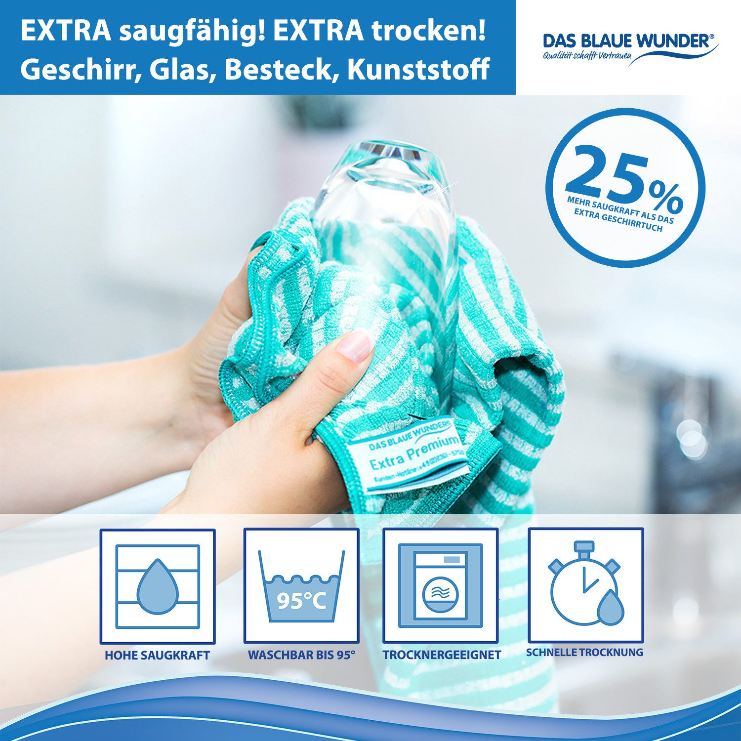 Das Blaue Wunder® Geschirrtuch EXTRA Premium aus Bambusfasern für Küche und günstig online kaufen
