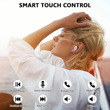 ROMOKE Kabellos Bluetooth 5.3, 4 ENC Noise Cancelling mit 14,2mm Dynamischer In-Ear-Kopfhörer (Ergonomisches Design für langen Tragekomfort und modernen Stil., Mit 40 std Spielzeit, Ohrhörer Bluetooth, Digitale LED-Anzeige)