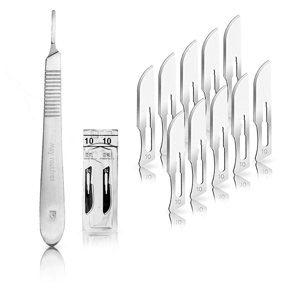 May Cuttermesser Set - 10 Stück Skalpellklingen Figur 10 aus Karbonstahl - einzeln