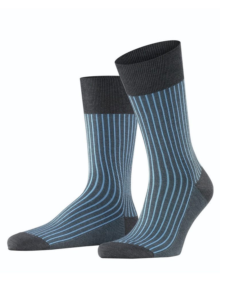 FALKE Socken Tagessocke Crew Oxford Stripe (Business-Strumpf mit Jacquard-Muster)