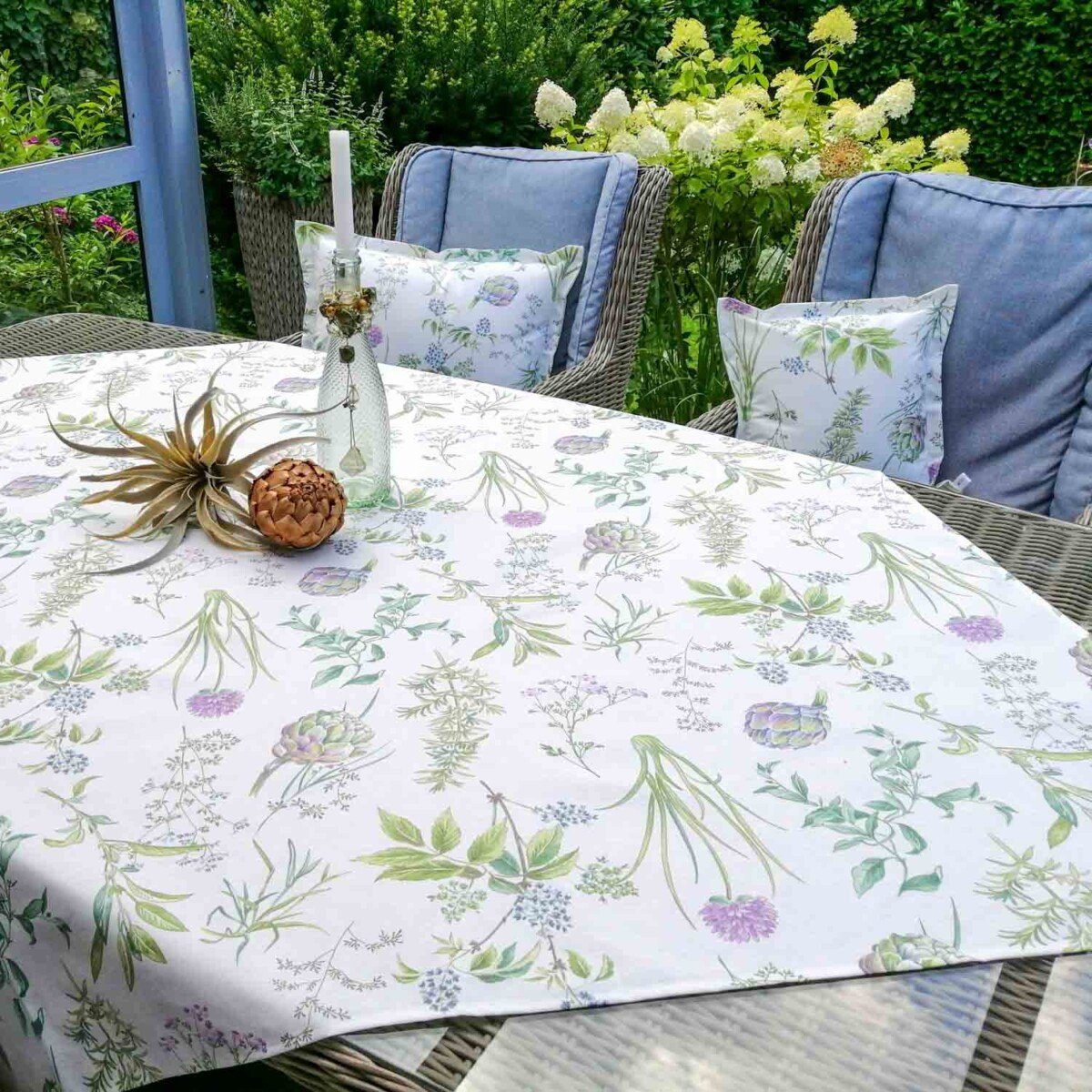 Baumwolle: Tischdecke beschichtete Mit Artischocke Liebe Tischdecke dekoriert