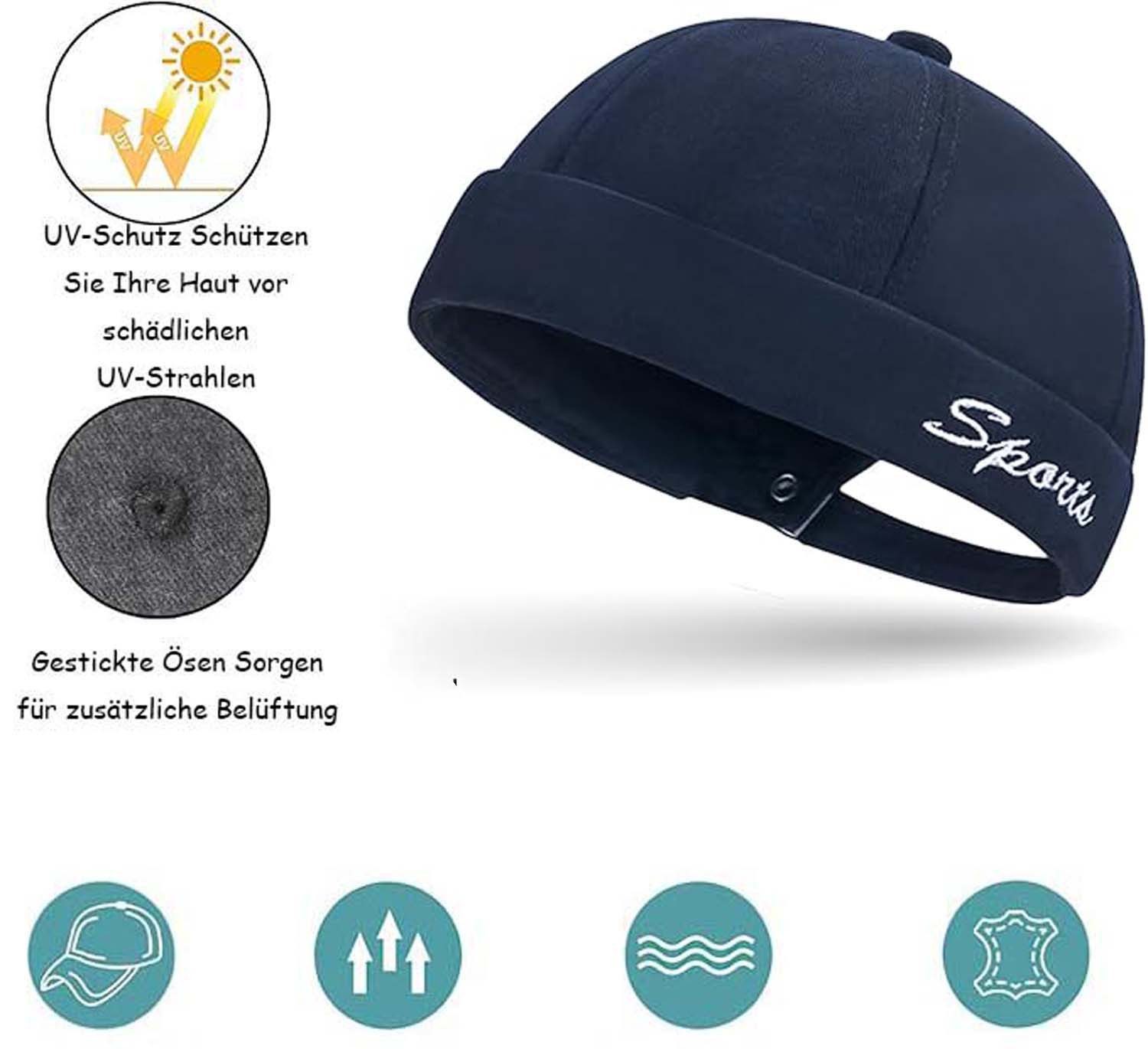 Zaewry Dockermütze Männer Docker-Mütze Seglerstil Ohne Schirm - Verstellbare Fischer – Bild 3 von 5