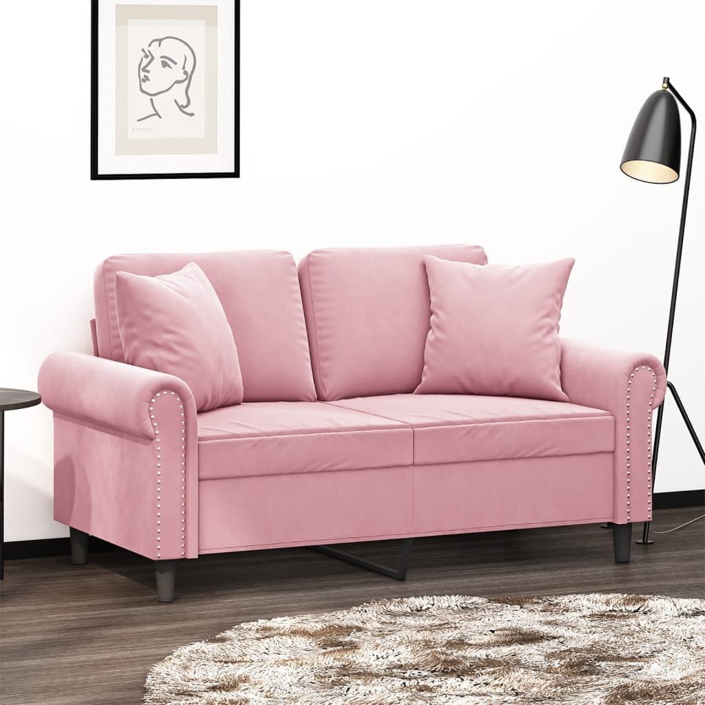 vidaXL Sofa, 2-Sitzer-Sofa mit Zierkissen Rosa 120 cm Samt, Couch