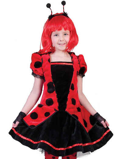Funny Fashion Kostüm Marienkäfer Marisa Kinder Kostüm - Kleid mit Fellbesatz für Mädchen