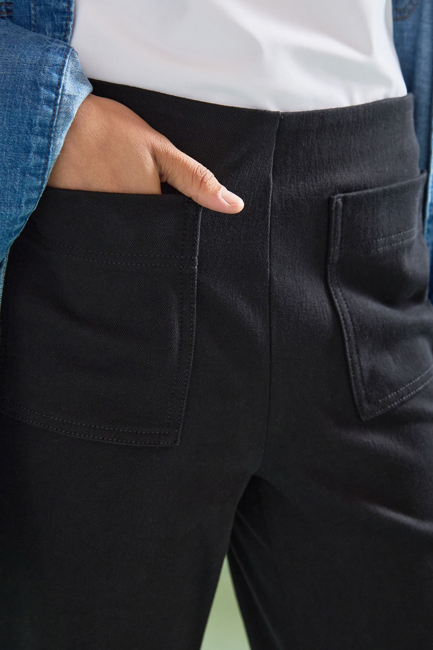 (1-tlg) Jersey Denim-Hose Jerseyhose Next mit weitem Bein aus