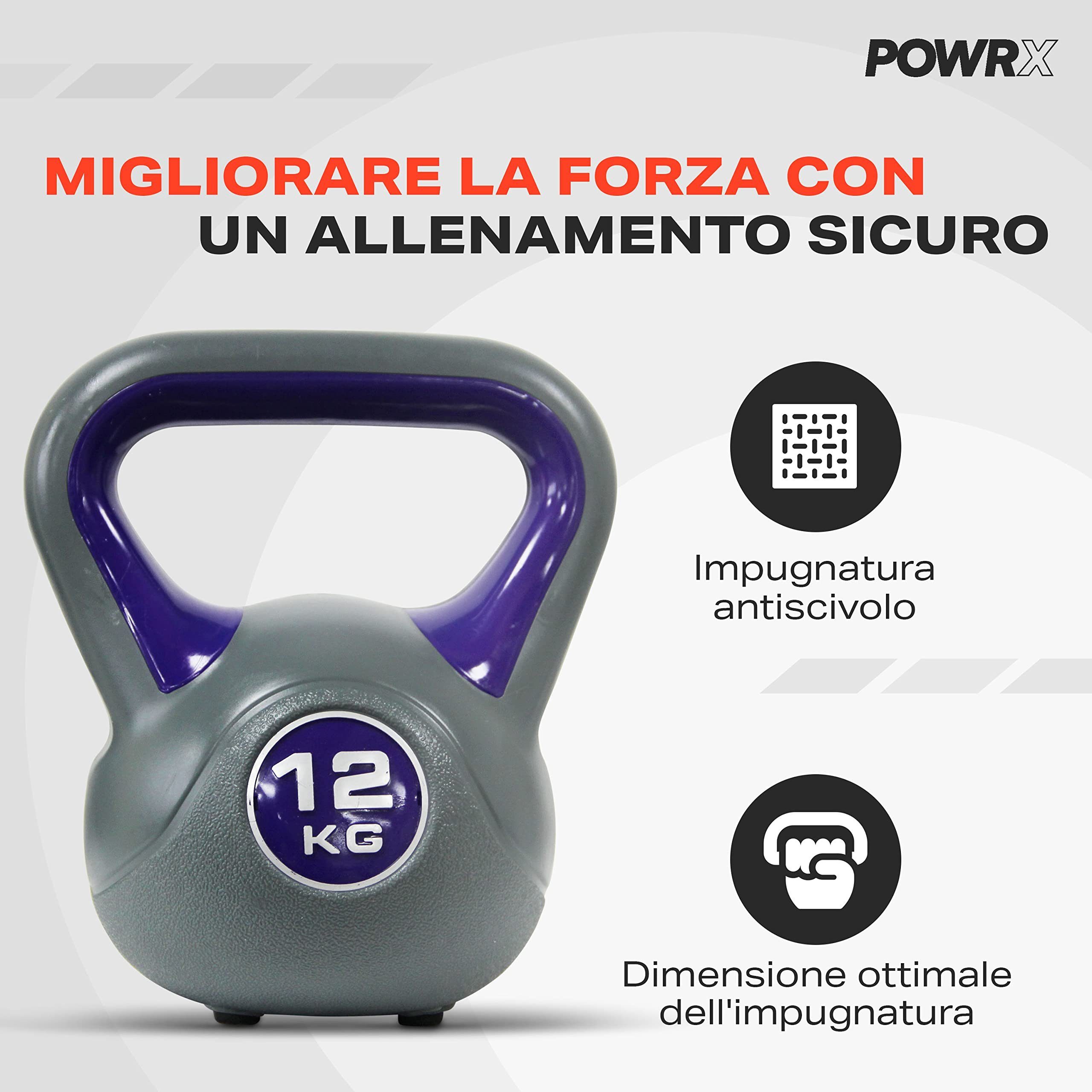 POWRX Kettlebell 2-20 kg Kugelhantel 14 Rot Farben/Gewichten, in - versch. Workout Kg inkl