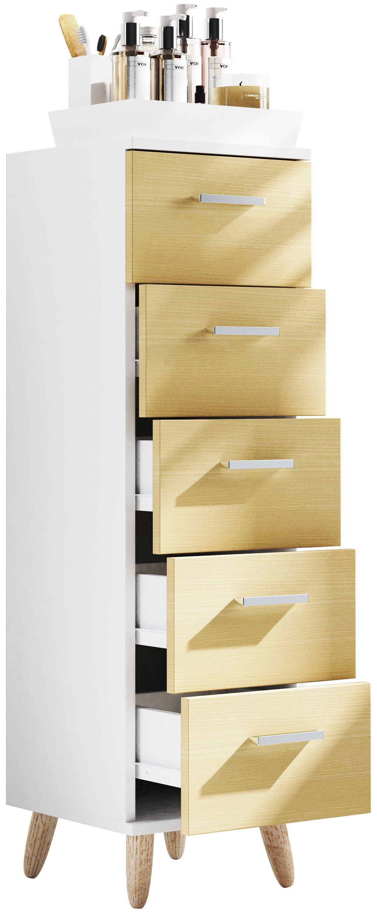 VCM Midischrank Midischrank Badmöbel Kommode Schubladen Landos M