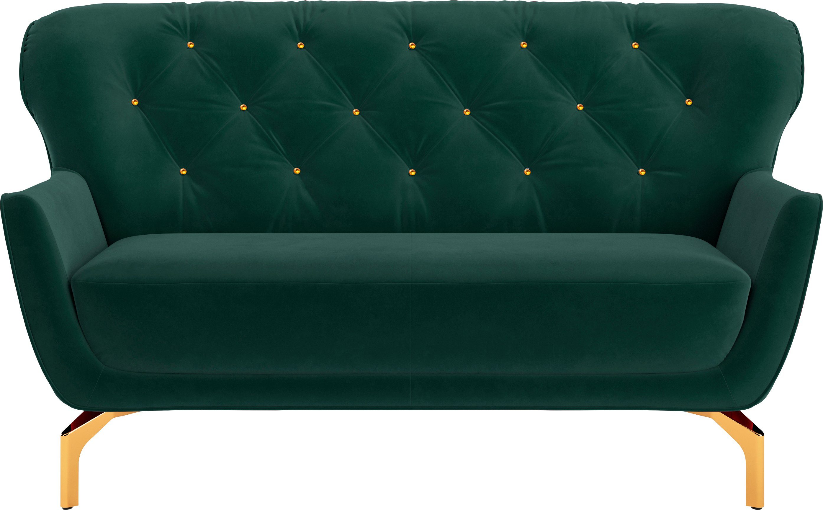 2-Sitzer 2 mit V, inkl. sit&more Orient 3 goldfarbene Metallfüße Strass-Stein, Zierkissen