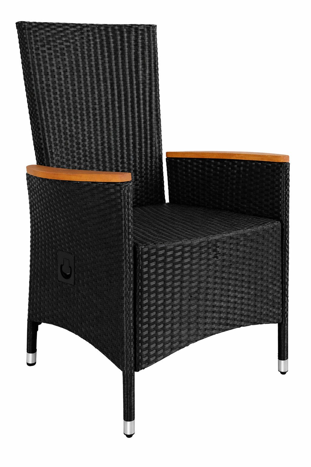 Casaria Gartenstuhl (2 St), Polyrattan Neiglehner Rückenlehne verstellbar Armlehne Holz Wetterfest