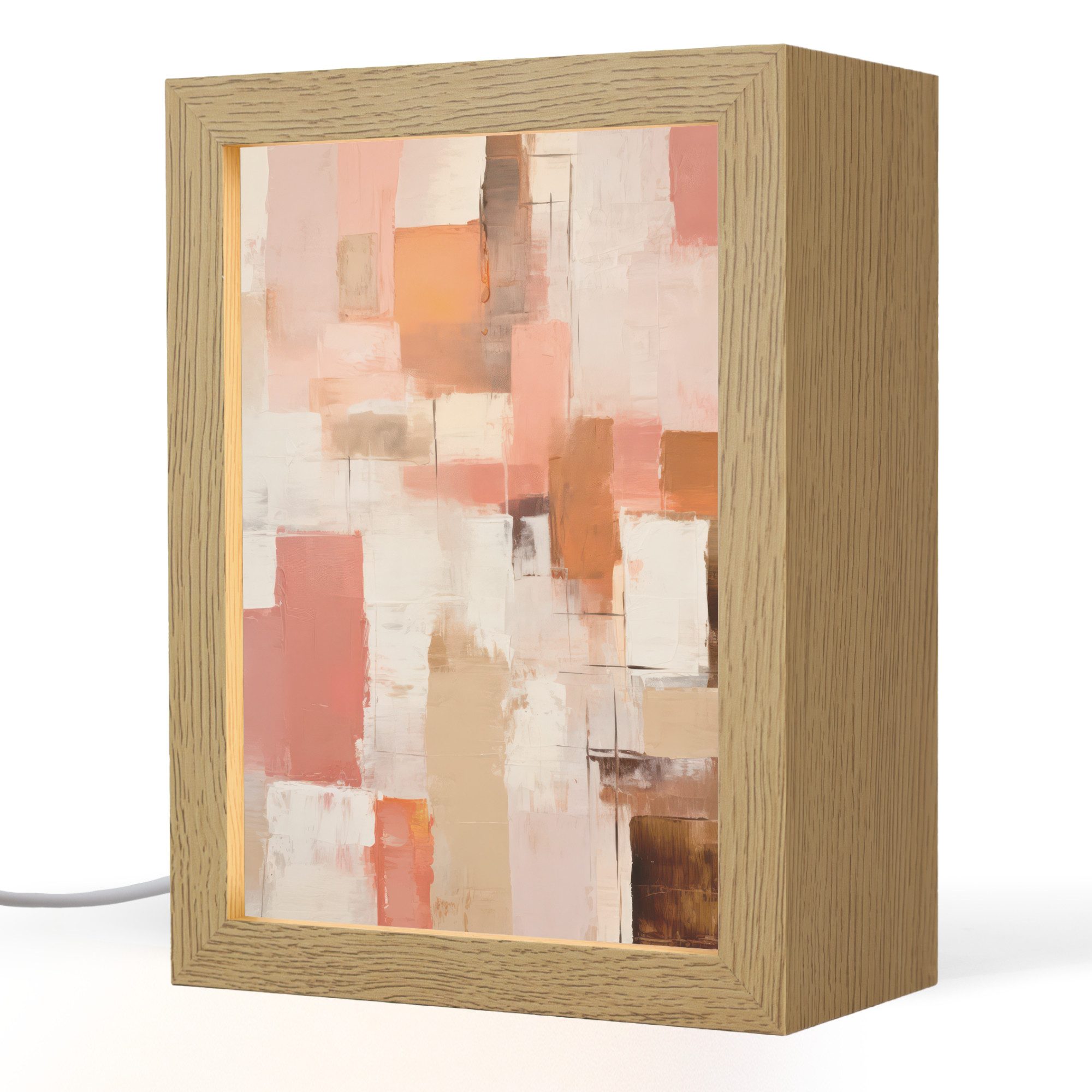 OnlyWow Tischleuchte Kunst - Rosa - Abstrakt, Dimmbar, Farbwechsel, LED, Warmweiß, Kaltweiß, Neutralweiß Einstellbar, Tischlampe, Schreibtischlampe, Desk, Dimmbar, mit Kabel, LED