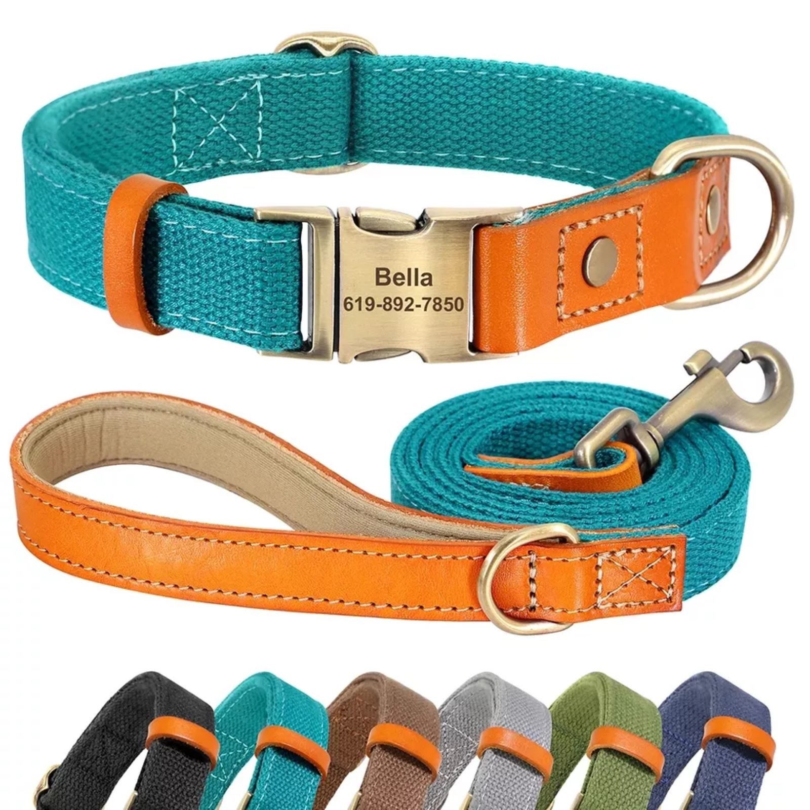 Illes-Laedchen Hunde-Halsband Set Hundehalsband und Hundeleine Leine und Halsband Nylon Leder, hochwertigste Qualität - erhältlich in vielen Größen und Farben