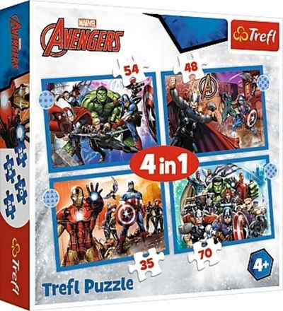 Trefl Puzzle Marvel Avengers, 4 in 1 Puzzle (Kinderpuzzle), 49 Puzzleteile