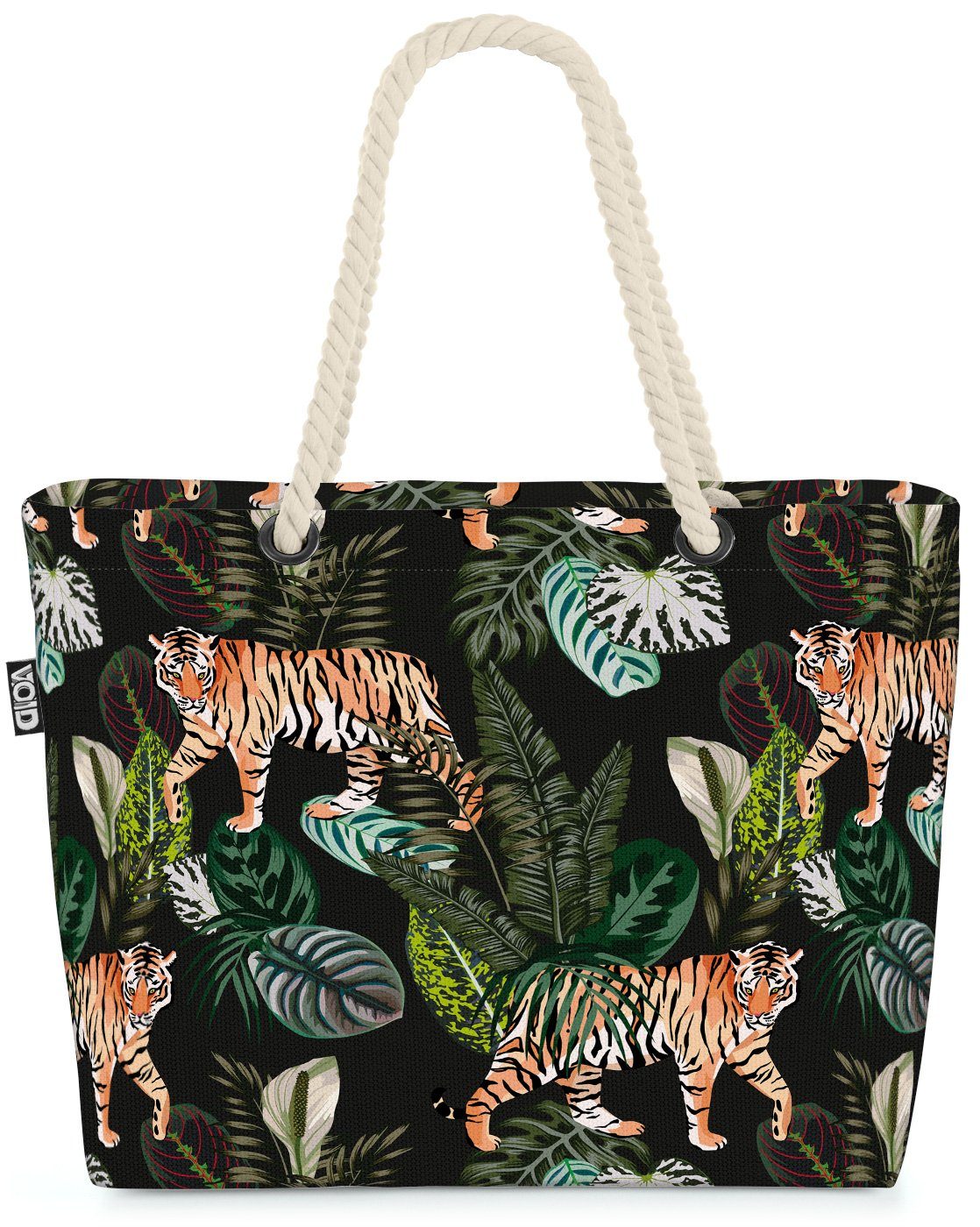 VOID Strandtasche (1-tlg), Königstiger Dschungel Beach Bag Tiger Wild-Katze Raubkatze Raubtier Dschungel