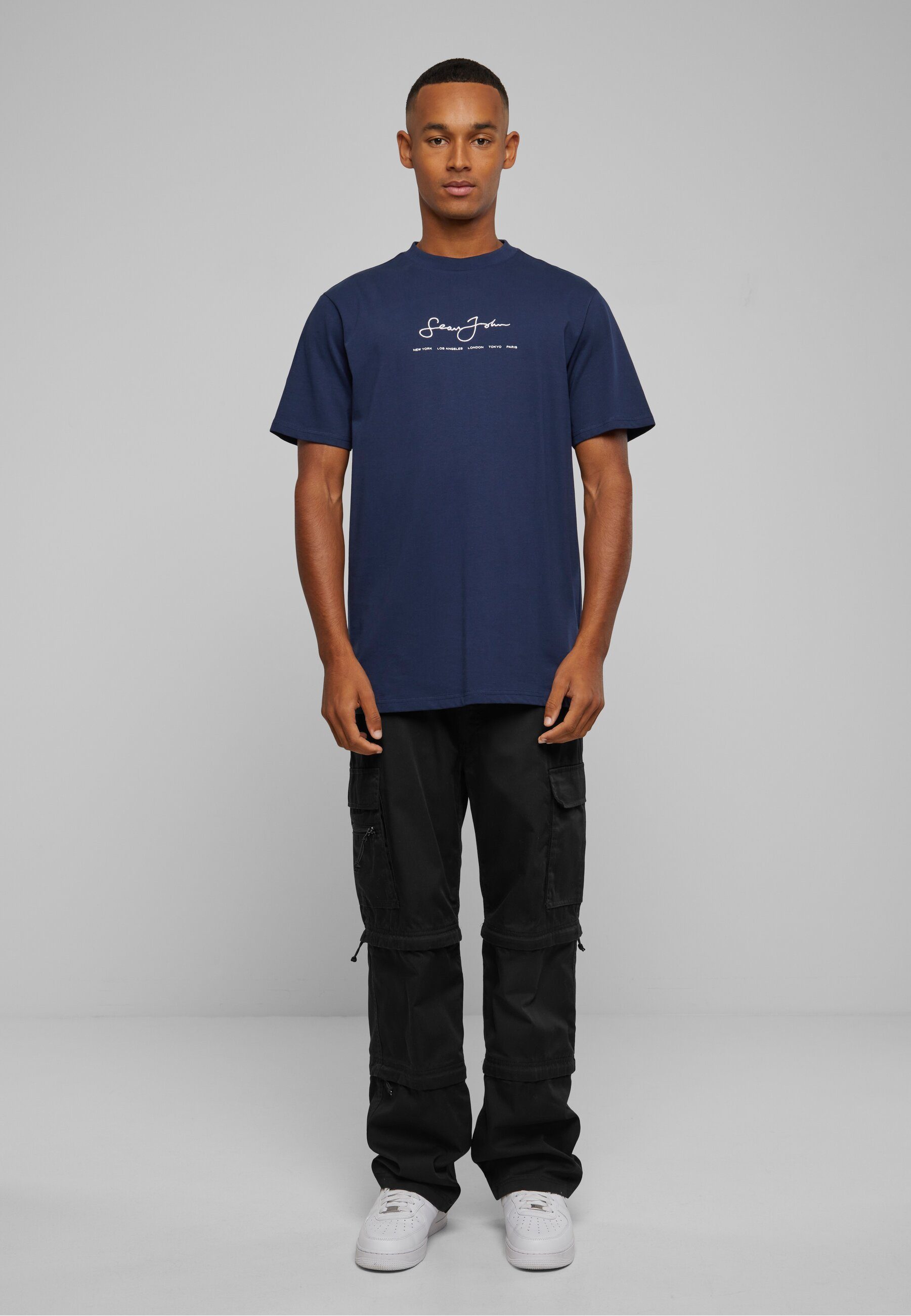 Sean John T-Shirt Classic Tee Herren blue Logo Essential (1-tlg) JM-TE012-092-007 dark