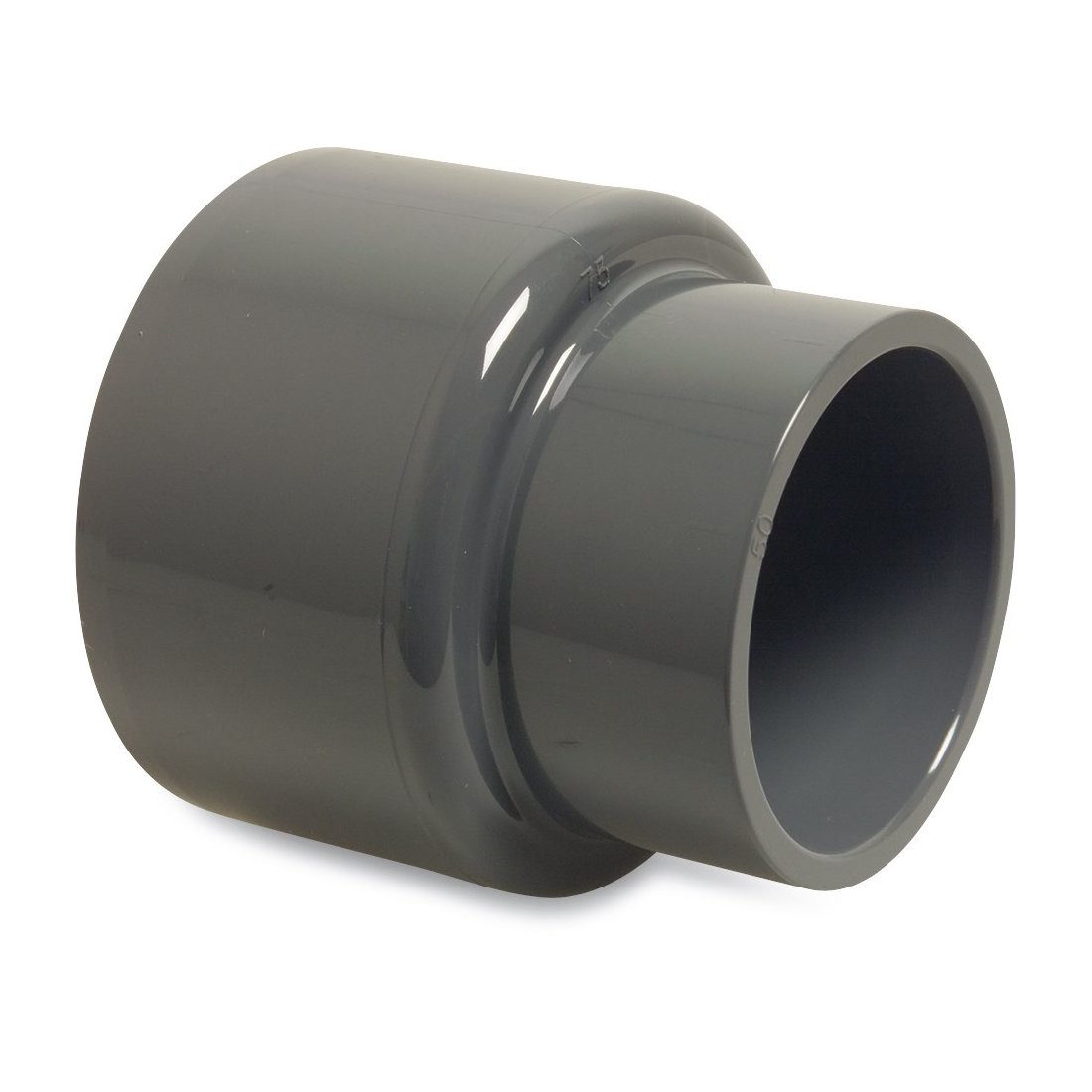 Mega Group Gewindefitting Reduziermuffe PVC-U Klebemuffe 16 bar, grau, Ø 90 mm x 63 mm (PN16)